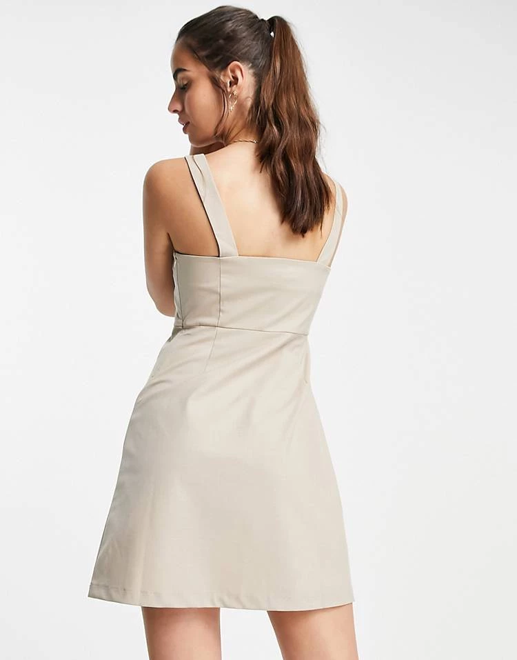 Urban Revivo Button Through Pinafore Dress In Beige For Women 4 Urban Revivo Button Through Pinafore Dress In Beige For Women - Image 2