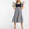 Urban Revivo Check Print Midi Dress With Peplum Hem In Black For Women -Urban Revivo Sales unnamed file 565