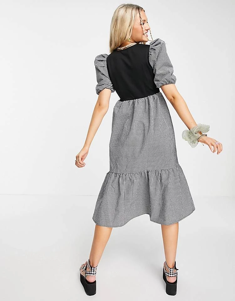 Urban Revivo Check Print Midi Dress With Peplum Hem In Black For Women 4 Urban Revivo Check Print Midi Dress With Peplum Hem In Black For Women - Image 2