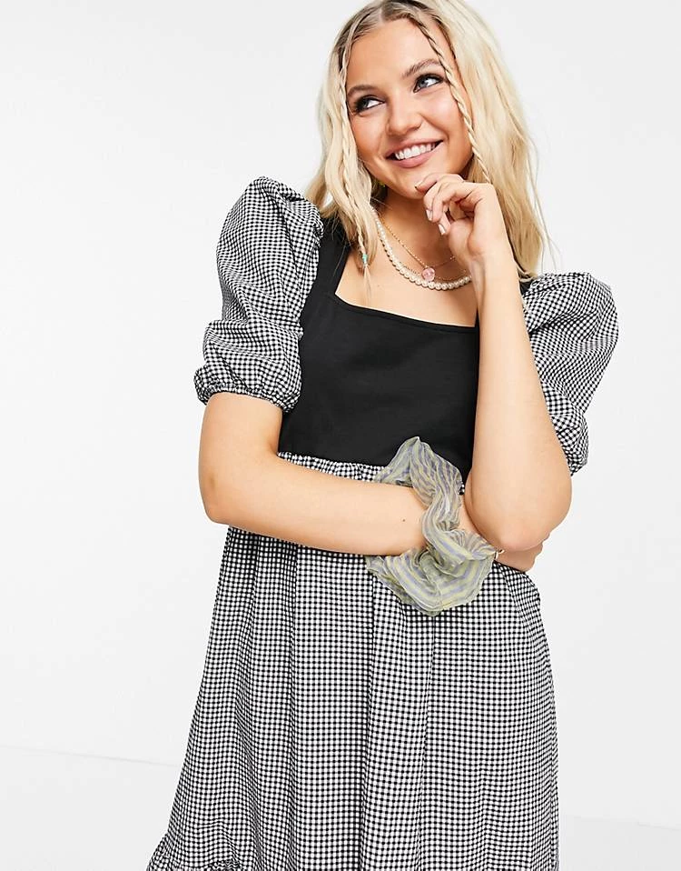 Urban Revivo Check Print Midi Dress With Peplum Hem In Black For Women 5 Urban Revivo Check Print Midi Dress With Peplum Hem In Black For Women - Image 3