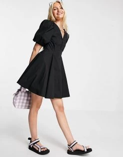 Urban Revivo Puff Sleeve Mini Dress In Black For Women -Urban Revivo Sales unnamed file 572