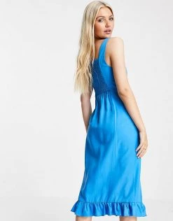 Urban Revivo Ruffle Hem Midi Dress In Blue For Women Light Blue -Urban Revivo Sales unnamed file 577