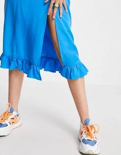 Urban Revivo Ruffle Hem Midi Dress In Blue For Women Light Blue -Urban Revivo Sales unnamed file 578