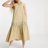 Urban Revivo Sleeveless Drop Waist Smock Mini Dress In Beige For Women Khaki -Urban Revivo Sales unnamed file 590
