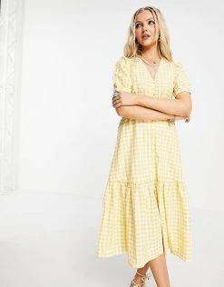 Urban Revivo Gingham Print Midi Dress With Peplum Hem In Yellow For Women 10 Urban Revivo Gingham Print Midi Dress With Peplum Hem In Yellow For Women -Urban Revivo Sales unnamed file 603