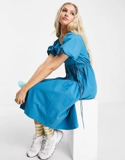 Urban Revivo Gathered Detail Midi Dress In Bright Blue For Women Indigo 10 Urban Revivo Gathered Detail Midi Dress In Bright Blue For Women Indigo -Urban Revivo Sales unnamed file 623