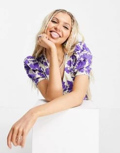 Urban Revivo Floral Print Ruched Detail Mini Dress In Purple For Women -Urban Revivo Sales unnamed file 637