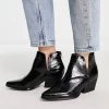 Urban Revivo Western Croc Print Ankle Boots In Black For Women