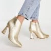 Urban Revivo Heeled Ankle Boot In Gold For Women