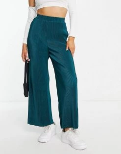 Urban Revivo Plisse Wide Leg Trousers In Green For Women -Urban Revivo Sales unnamed file 708