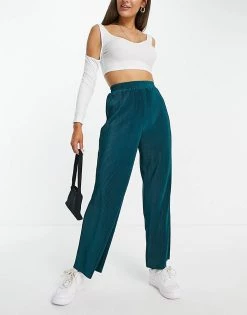 Urban Revivo Plisse Wide Leg Trousers In Green For Women -Urban Revivo Sales unnamed file 709