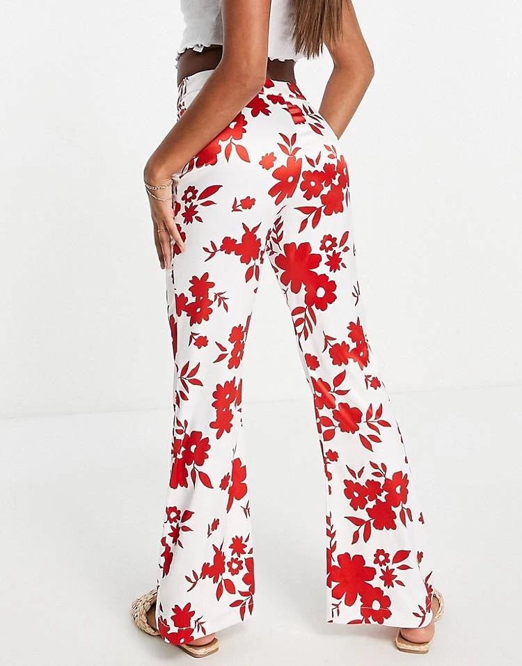 Urban Revivo Co-ord Flared Trousers In Red Floral Print For Women 4 Urban Revivo Co-ord Flared Trousers In Red Floral Print For Women - Image 2