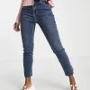 Urban Revivo Mom Jeans In Dark Blue For Women
