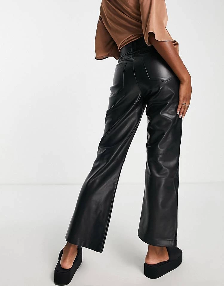 Urban Revivo Faux Leather Straight Leg Trousers In Black For Women 4 Urban Revivo Faux Leather Straight Leg Trousers In Black For Women - Image 2