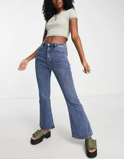 Urban Revivo Wide Leg Jeans In Blue For Women