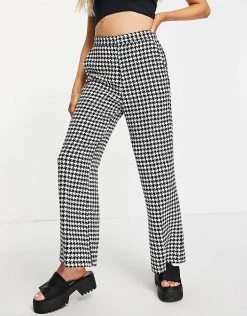 Urban Revivo Wide Leg Trousers In Houndstooth For Women Grey Checkered -Urban Revivo Sales unnamed file 763