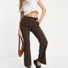 Urban Revivo Flared Trousers In Brown For Women