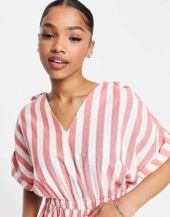 Urban Revivo Cinched Waist Playsuit In Red Stripe For Women -Urban Revivo Sales unnamed file 8