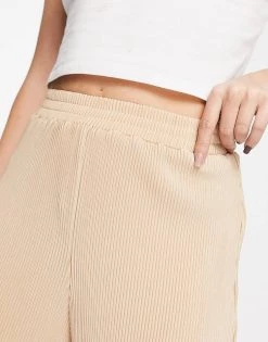 Urban Revivo Plisse Wide Leg Trousers In Beige For Women -Urban Revivo Sales unnamed file 807