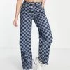Urban Revivo Checkerboard Jeans In Blue For Women -Urban Revivo Sales unnamed file 809