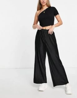 Urban Revivo Wide Leg Trousers In Black For Women