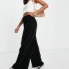 Urban Revivo Plisse Wide Leg Trousers In Black For Women -Urban Revivo Sales unnamed file 844