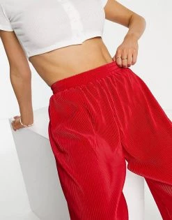 Urban Revivo Wide Leg Trousers In Red For Women -Urban Revivo Sales unnamed file 851