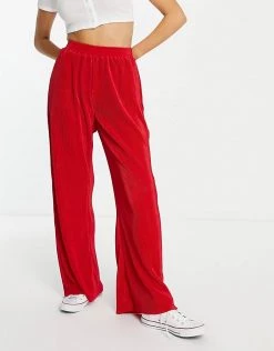 Urban Revivo Wide Leg Trousers In Red For Women -Urban Revivo Sales unnamed file 853