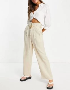 Urban Revivo High Waisted Linen Trousers With Belt In Beige For Women -Urban Revivo Sales unnamed file 877