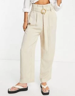 Urban Revivo High Waisted Linen Trousers With Belt In Beige For Women -Urban Revivo Sales unnamed file 878