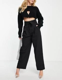 Urban Revivo Wide Leg Trouser With Belt In Black For Women -Urban Revivo Sales unnamed file 882