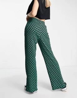 Urban Revivo Checked Wide Leg Trousers In Green For Women -Urban Revivo Sales unnamed file 896
