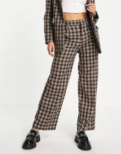 Urban Revivo Check Print Flare Trousers In Khaki For Women -Urban Revivo Sales unnamed file 926