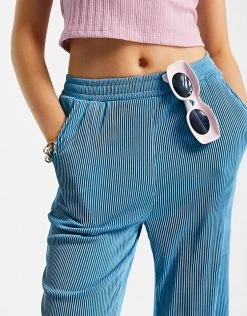 Urban Revivo Ribbed Jersey Flared Trousers In Blue For Women Sky Blue -Urban Revivo Sales unnamed file 971