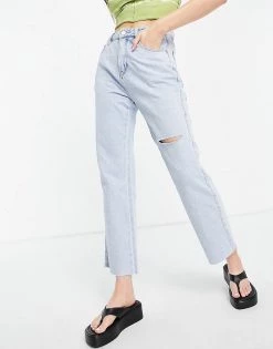 Urban Revivo Ripped Straight Leg Jeans In Blue For Women 11 Urban Revivo Ripped Straight Leg Jeans In Blue For Women -Urban Revivo Sales unnamed file 993